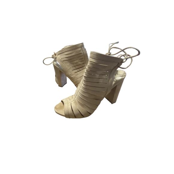 Wild Diva Bouqee Beige Ankle String Tie Back Tassles Size 9 - Picture 1 of 10